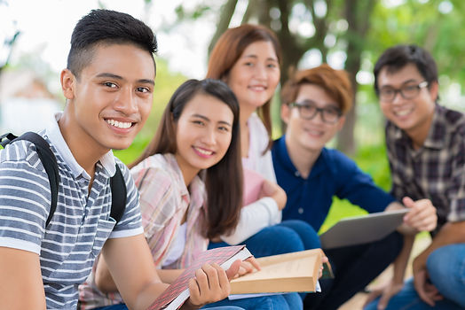 Group of Asian college students taking a picture