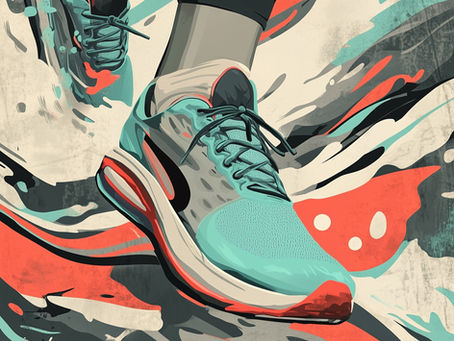 Gezeichneter und colorierter Laufschuh