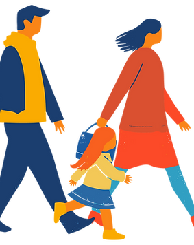 Family Walking Illustration