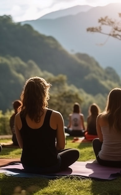 Sesión de yoga grupal al aire libre