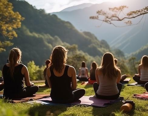Yoga-Sitzung im Freien