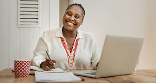 Smiling Woman Working