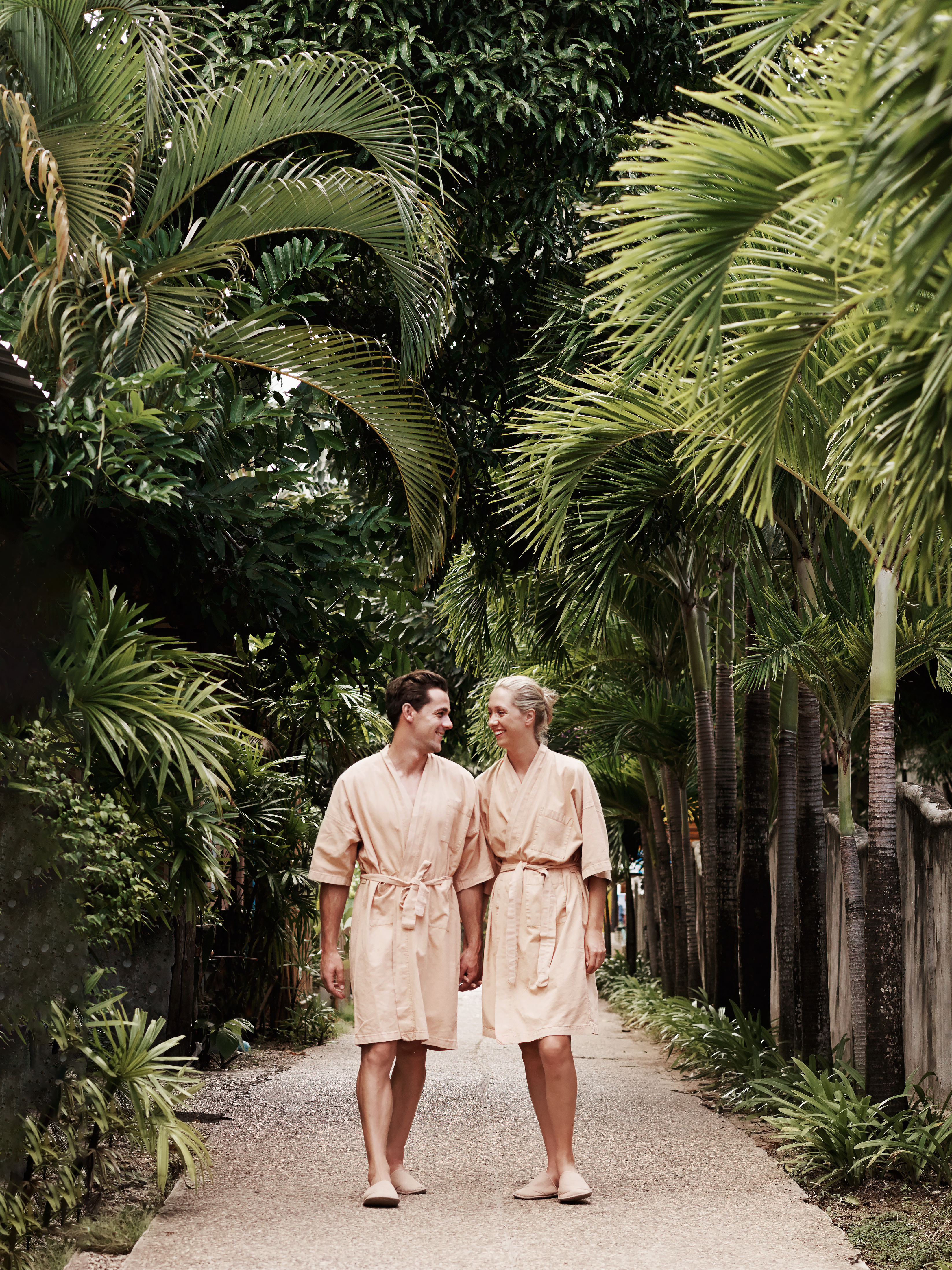 Couple in tropical setting