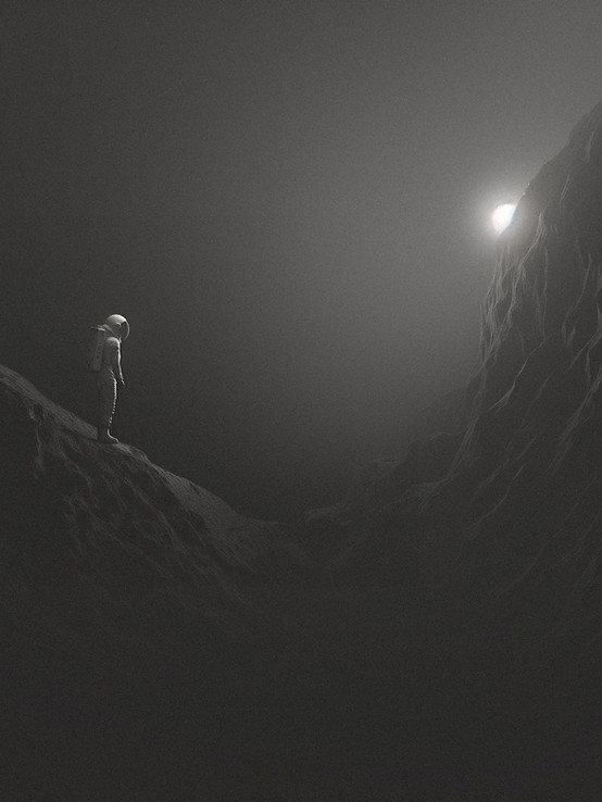Astronaut in Crater