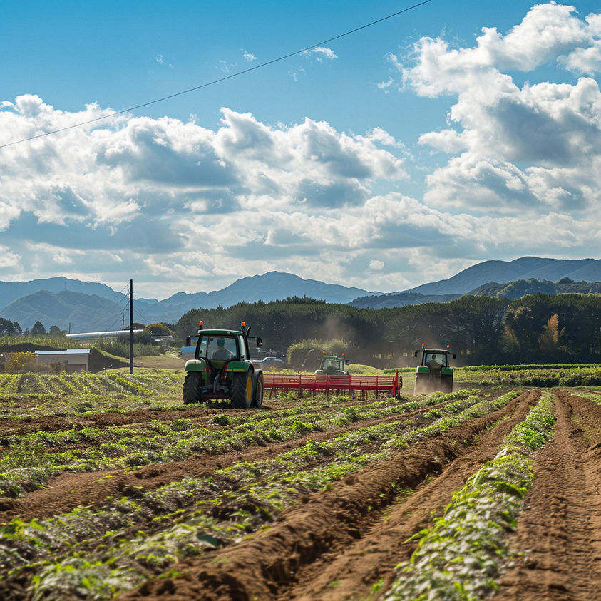 Tractors in Field