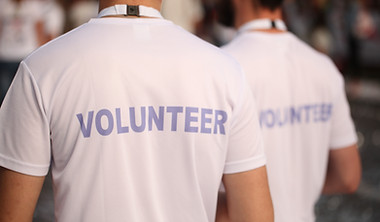Back of a group of volunteers