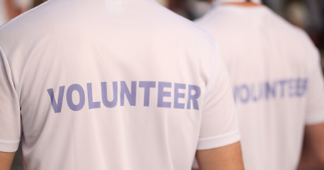 Back of a group of volunteers