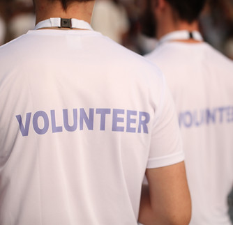 Back of a group of volunteers