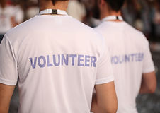 Back of a group of volunteers