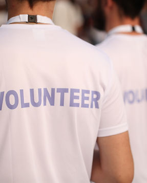 Back of a group of volunteers