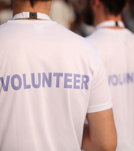 Back of a group of volunteers