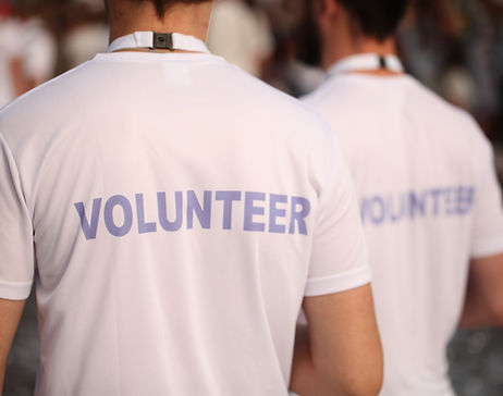 Back of a group of volunteers