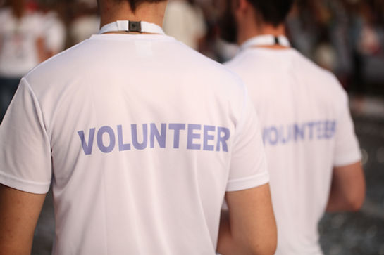 Back of a group of volunteers