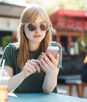Texting at Cafe