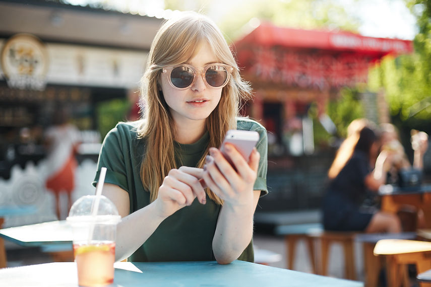 Texting at Cafe