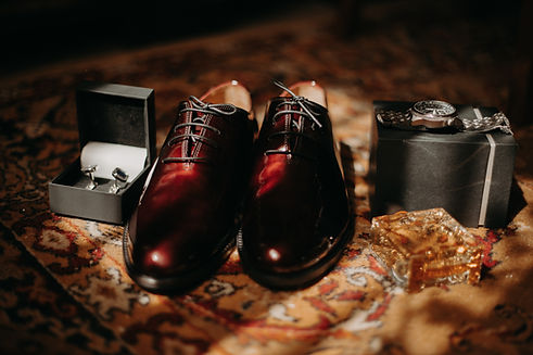 Polished dress shoes setup