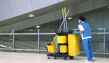 Janitor With Cleaning Cart