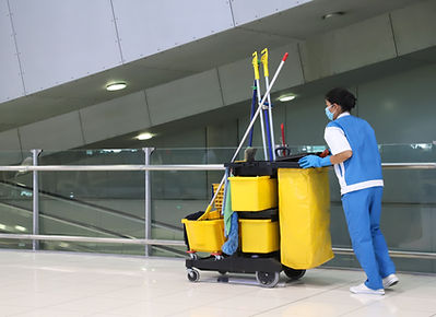 Janitor With Cleaning Cart