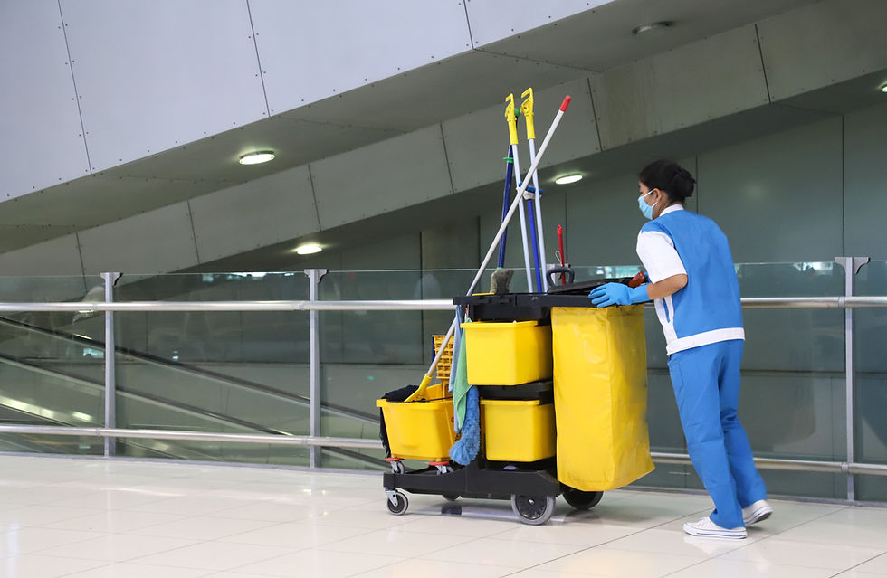 Janitor With Cleaning Cart