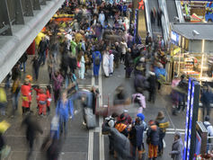 crowded train station