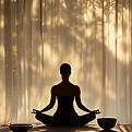 Scène de silhouette de méditation
