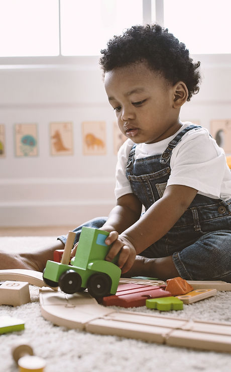 Kid Playing with Wooden Toys