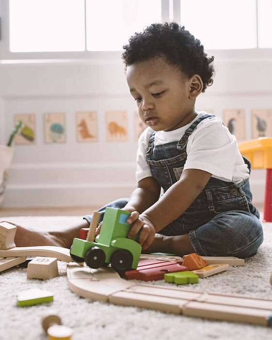 Kid Playing with Wooden Toys