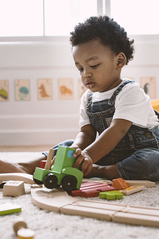 Kid Playing with Wooden Toys