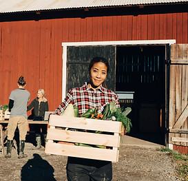 Kvinna med krat av grönsaker