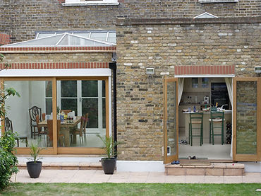 House extension with glass roof lantern