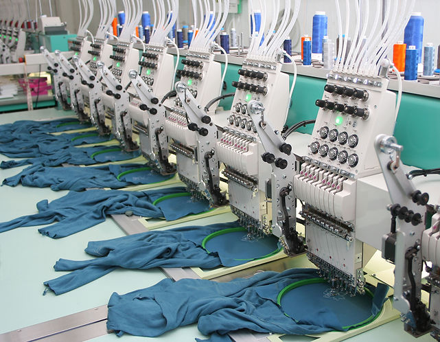 Textile embroidery in a workshop