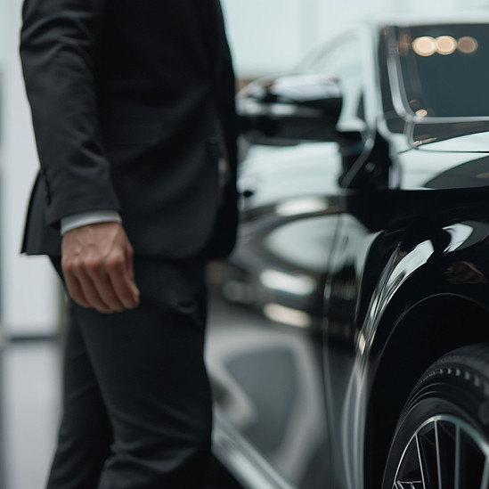 Uomo in auto di lusso
