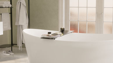 Relaxing, clean bathroom, floor cleaning