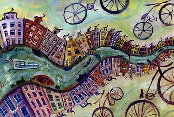 Schilderij Amsterdamse grachten