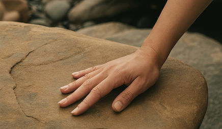 Hand Touching Rock