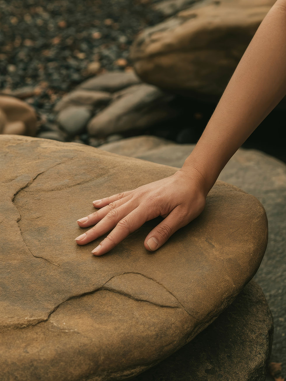 Hand Touching Rock