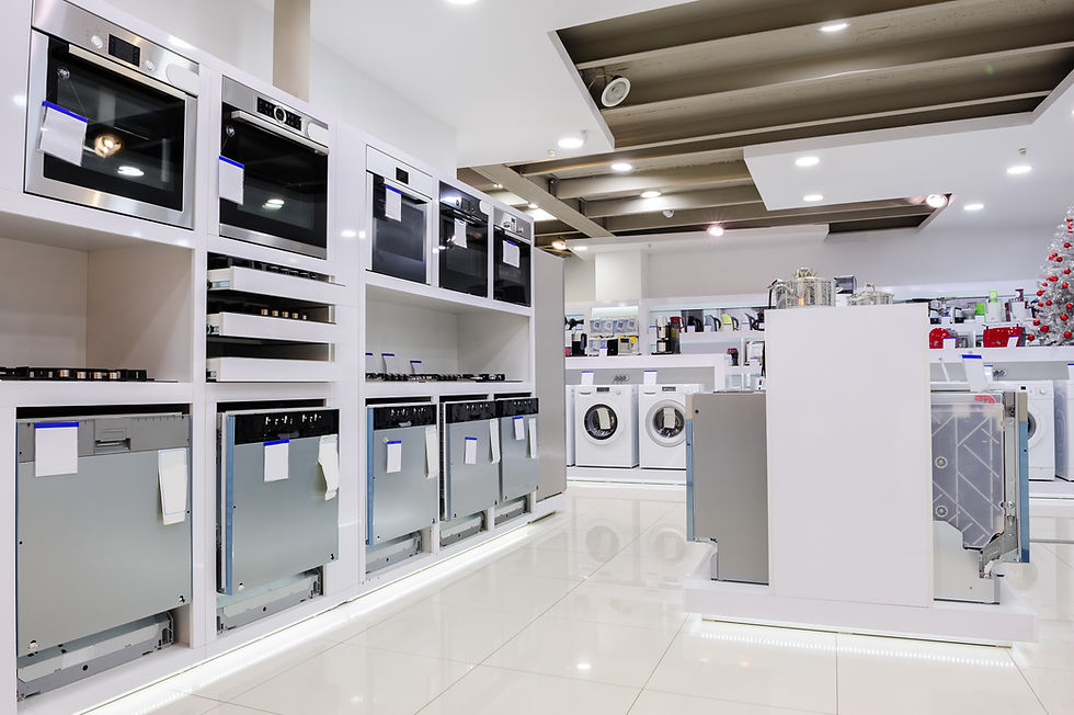 Gas and electric ovens and other home related appliance or equipment in the retail store s