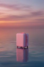 Pink Luggage on Water