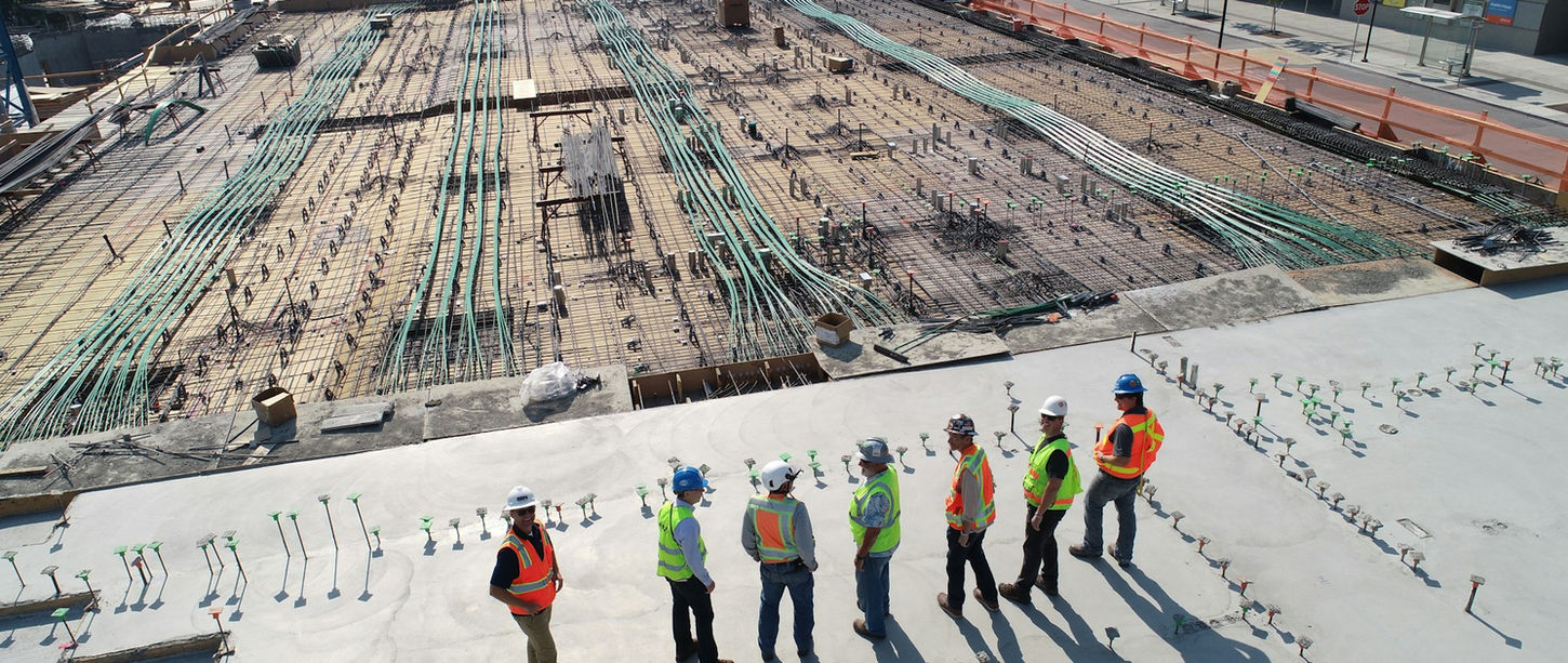 Team overseeing a construction project management site
