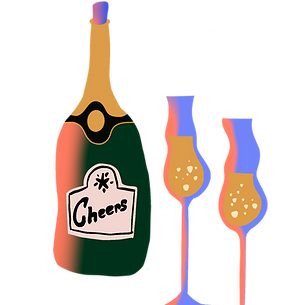 Champagne Bottle and Glasses