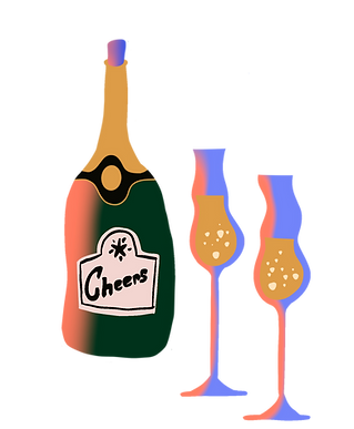 Bottiglia di champagne e bicchieri