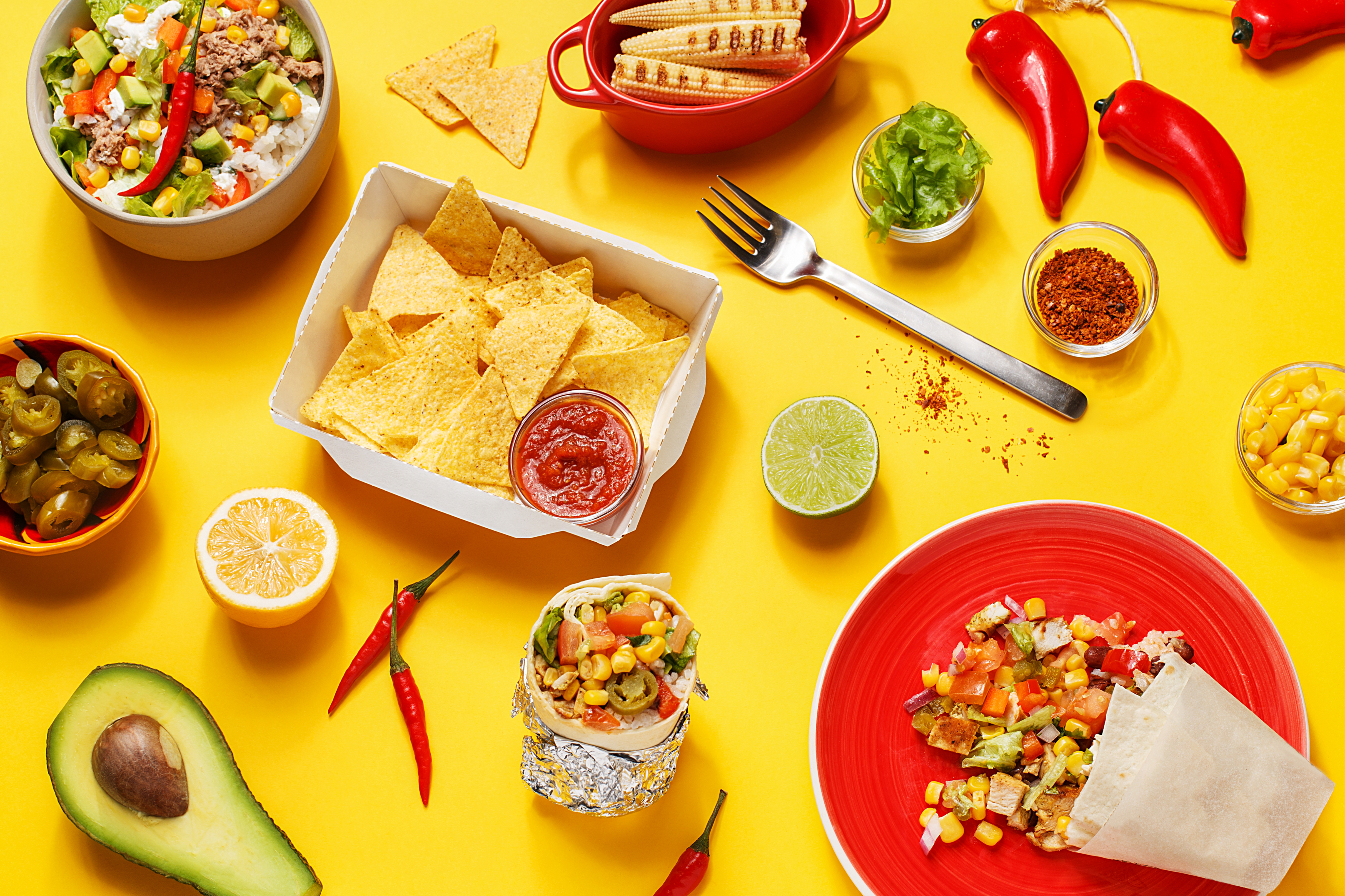 Arranged Food and Objects