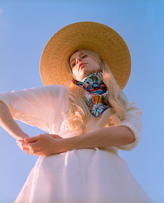 Woman Wearing Straw Hat
