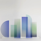 Abstract Glass business graph with use of blue and green