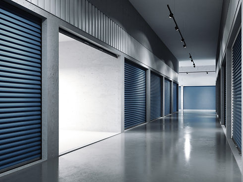Storage facilities with blue doors