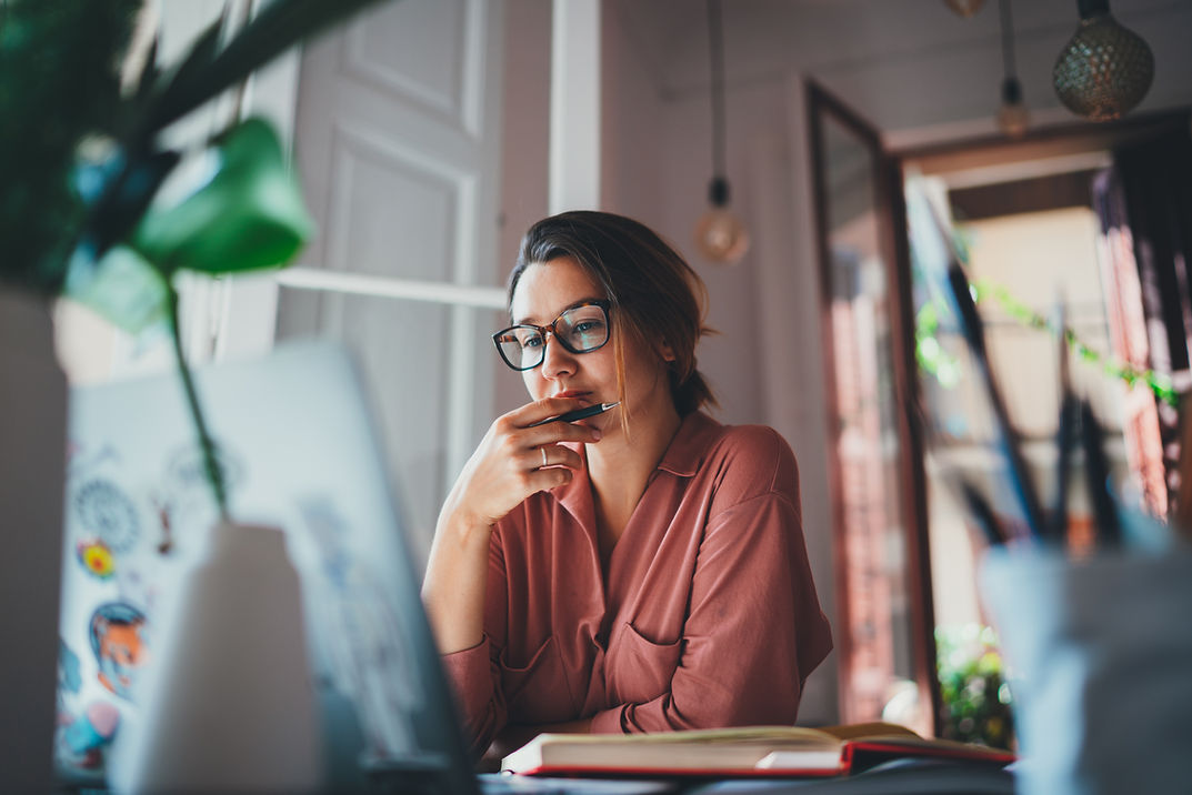 Woman Working Thoughtfully