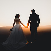 Bride and groom sunset