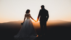 Bride and Groom at Sunset