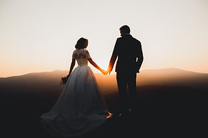 Bride and Groom at Sunset