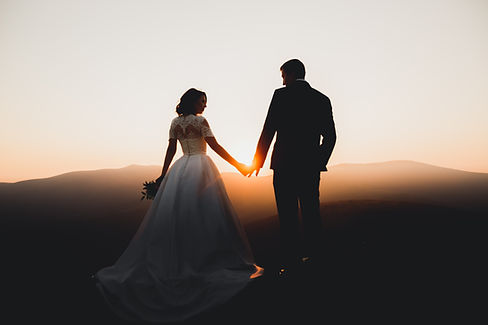 Bride and groom sunset